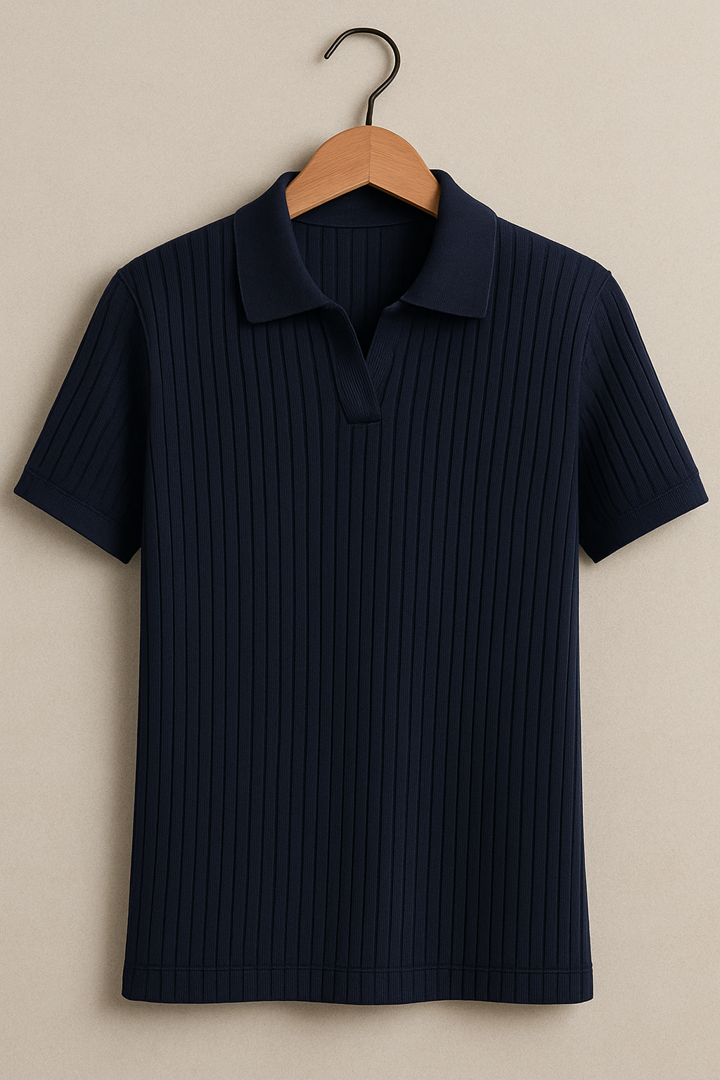 Navy Drop knitted Polo Shirt