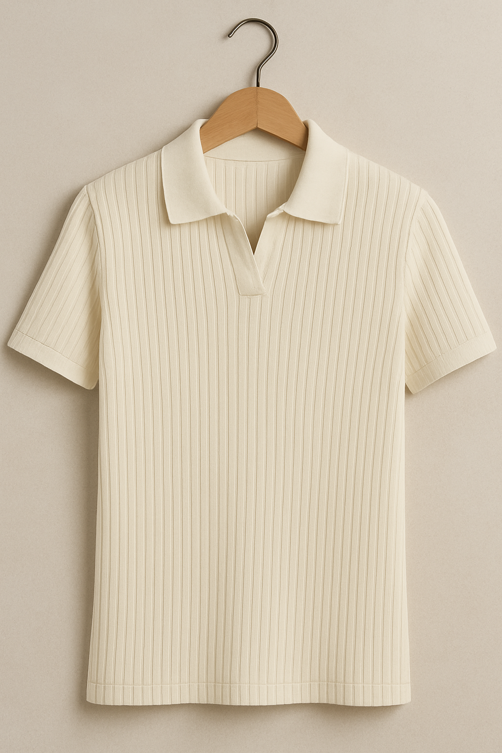 Cream Drop Knitted Polo Shirt