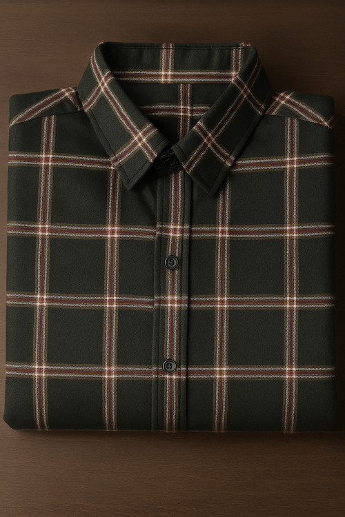 Classic Green Flannel Shirt– Casual Full Sleeve