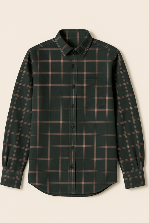 Classic Green Flannel Shirt– Casual Full Sleeve