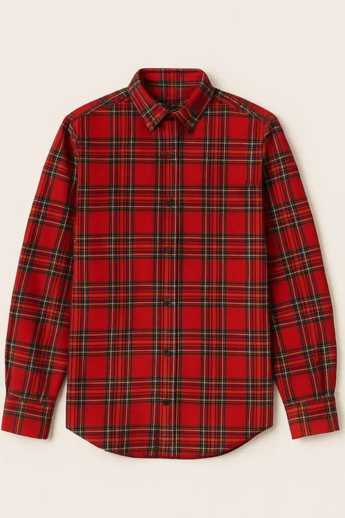 Classic Red Flannel Plaid – Casual Men’s Shirt