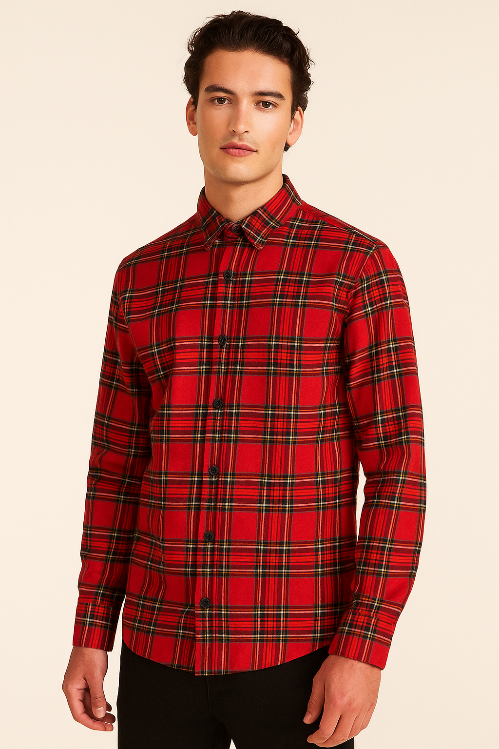 Classic Red Flannel Plaid – Casual Men’s Shirt